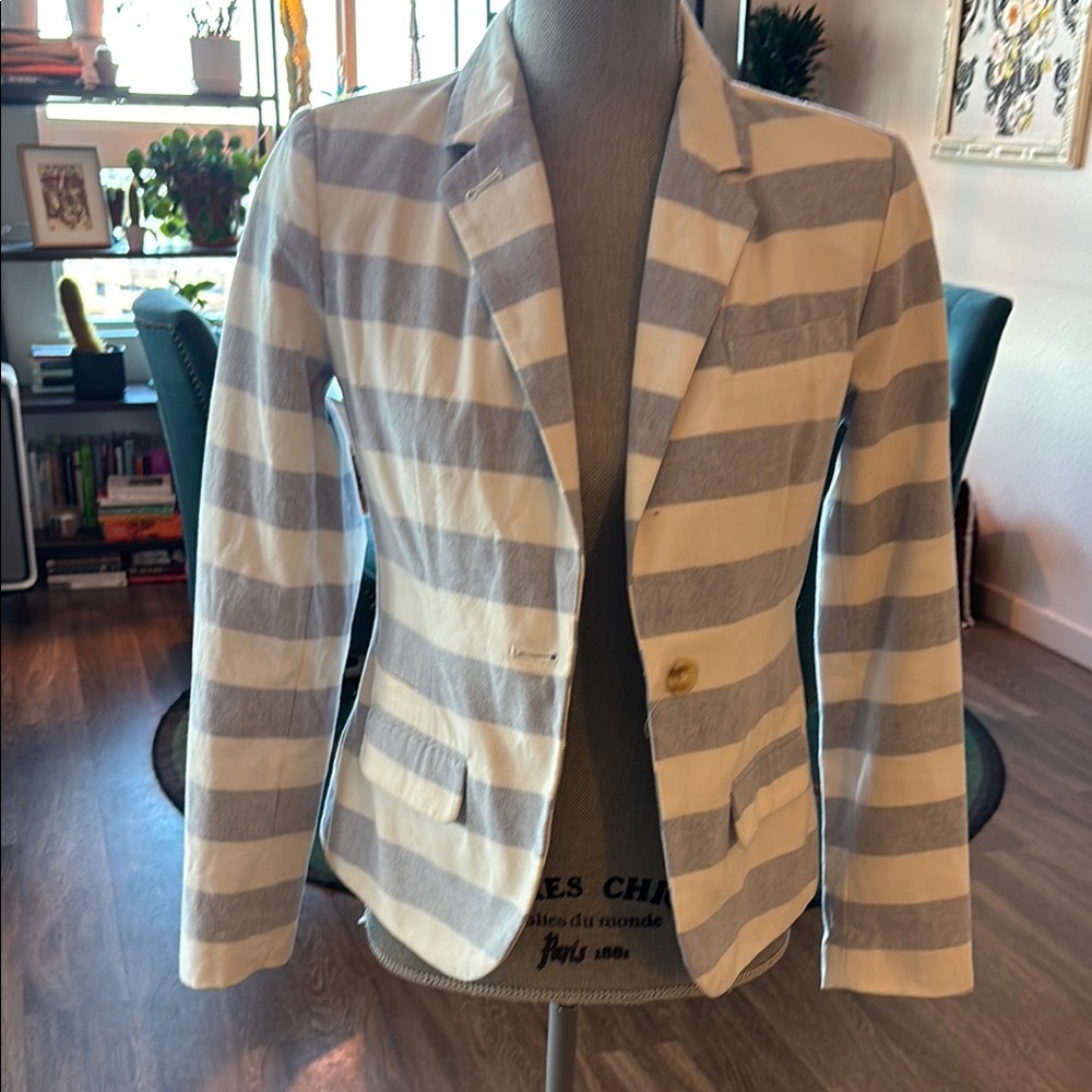 Striped Blazer in Blue and White